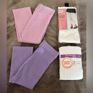 New & Used Set of 5 Tights - Pink, Purple, Black and White